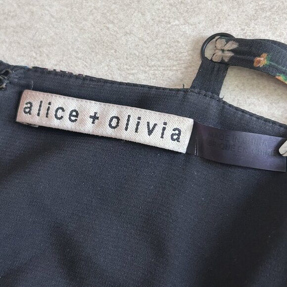 Alice + Olivia Delilah Tiered Print Stretch Silk Dress ASO Clary Fray - Picture 12 of 16